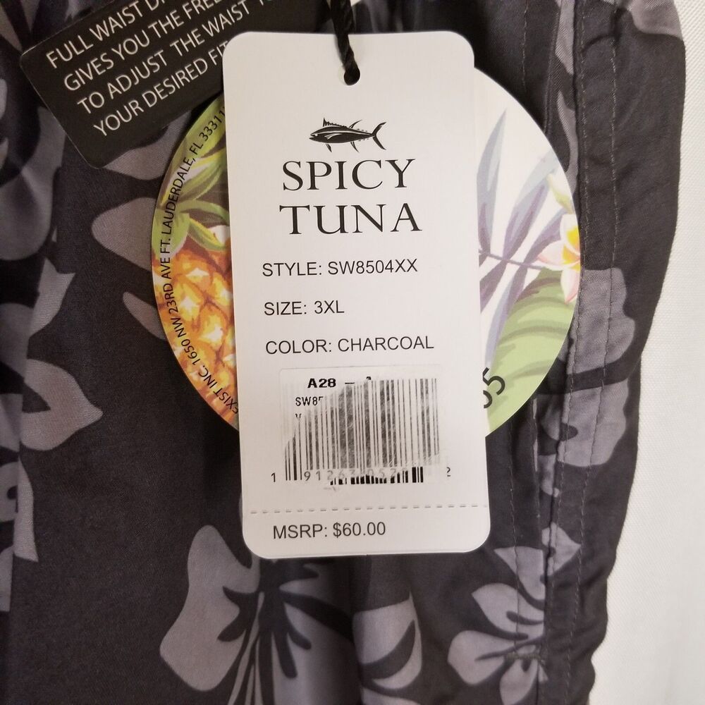Spicy Tuna Men's Swim Shorts Trunks Pockets Elastic Drawstring NEW TAGS Size 3XL - Picture 5 of 7
